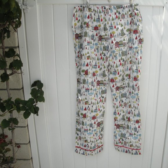 Christmas Village Cotton Flannel Print (2) piece Pajama Set XL - Picture 6 of 7